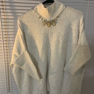 NWT LOFT Outlet Flecked Mock Neck Poncho Sweater